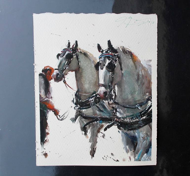 Original Impressionism Horse Painting by maximilian damico