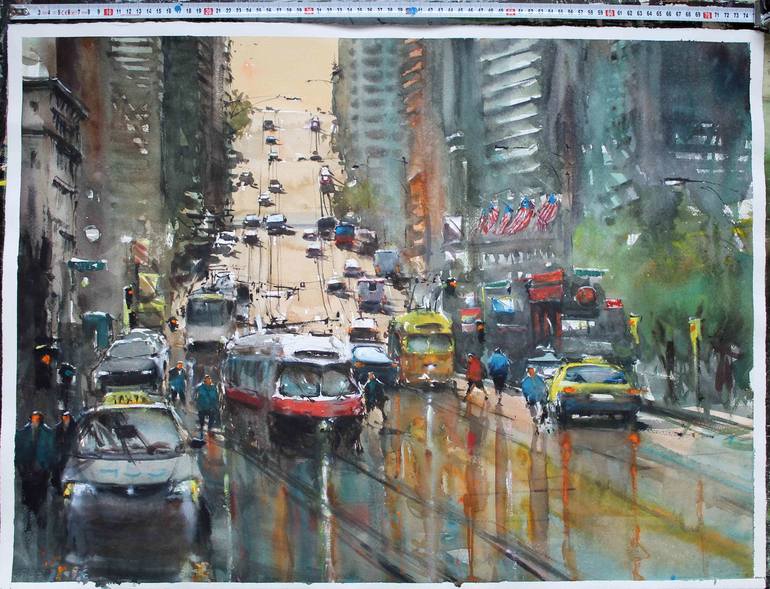 Original Realism Cities Painting by maximilian damico