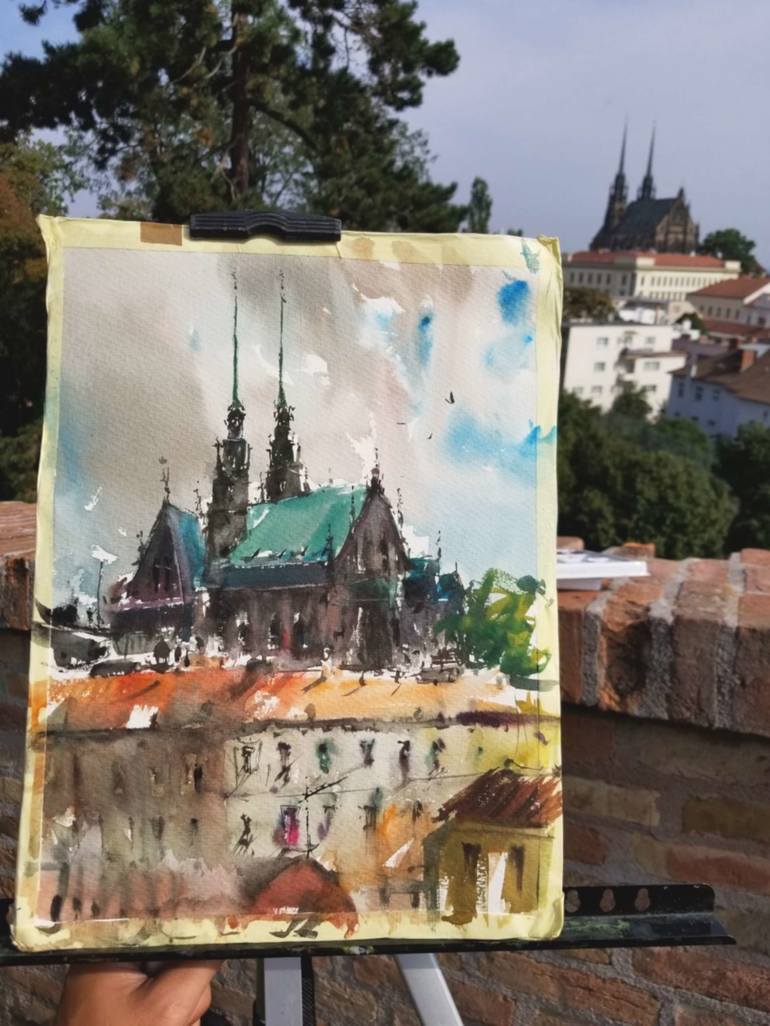 Original Impressionism Architecture Painting by maximilian damico