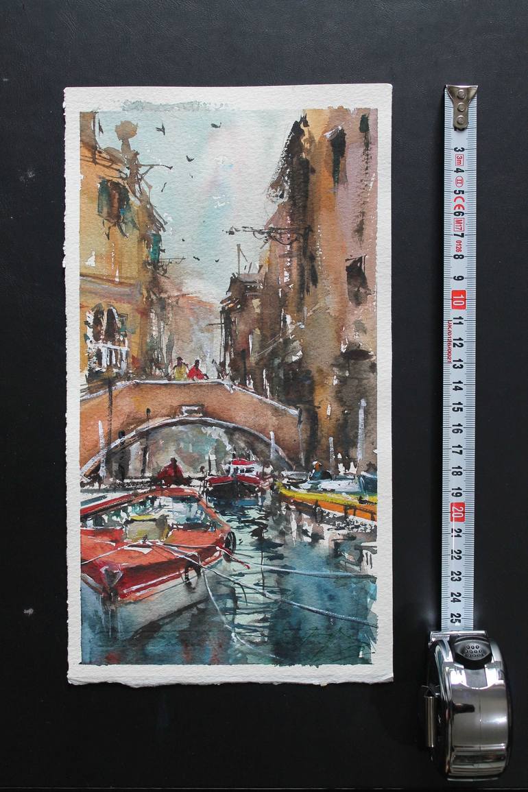 Original Impressionism Boat Painting by maximilian damico