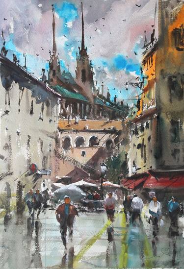 Original Impressionism Cities Paintings by maximilian damico