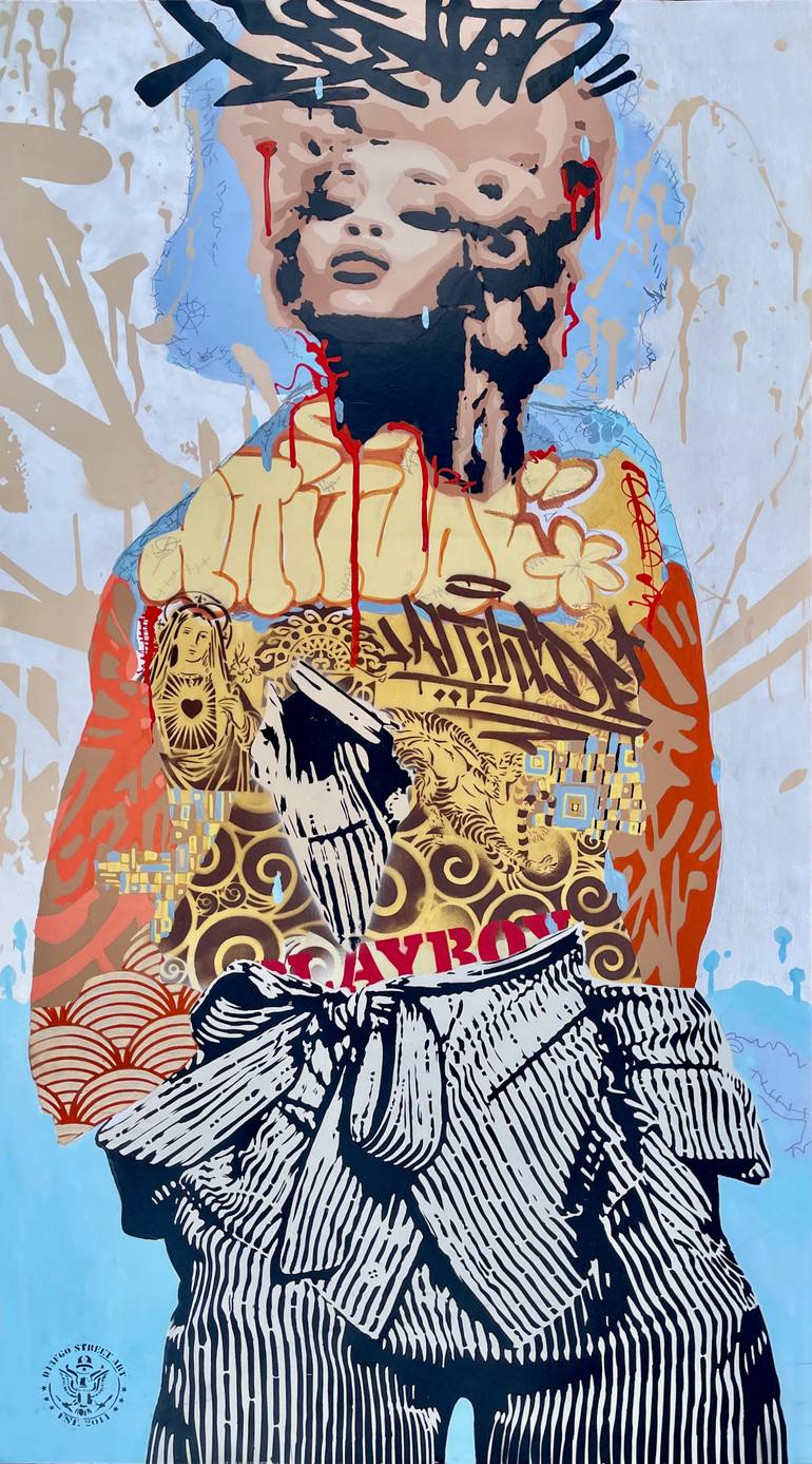 Original Abstract Painting by Diego Art  Street Art Art on Found Objects  ELEGANCE