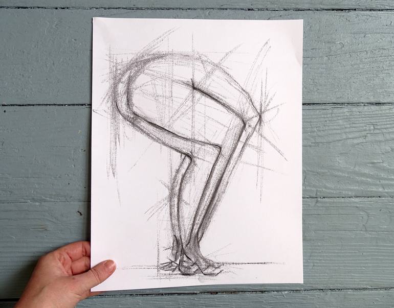 Original Abstract Body Drawing by Catalina Viejo Lopez De Roda