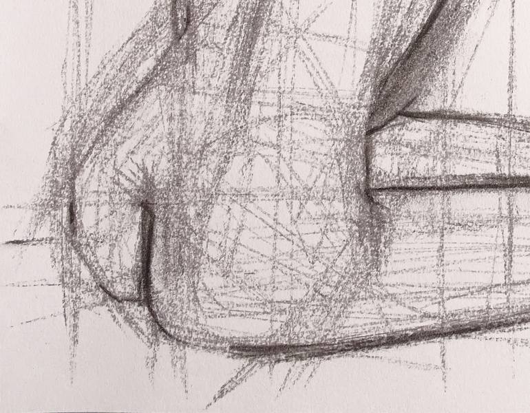 Original Abstract Body Drawing by Catalina Viejo Lopez De Roda