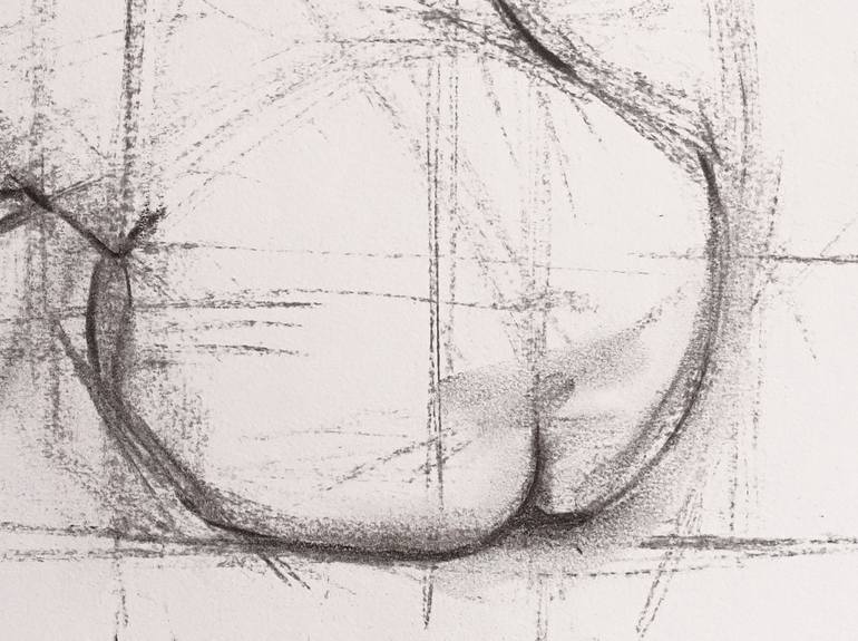 Original Abstract Body Drawing by Catalina Viejo Lopez De Roda