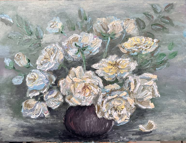 Original Botanic Painting by Tinatin Gigiberia | Expressionism Art on Canvas | Serenade in Emerald: The Abundance of Magic