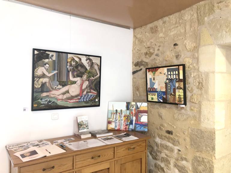 Original Baroque Humor Painting by Gilles Chambon