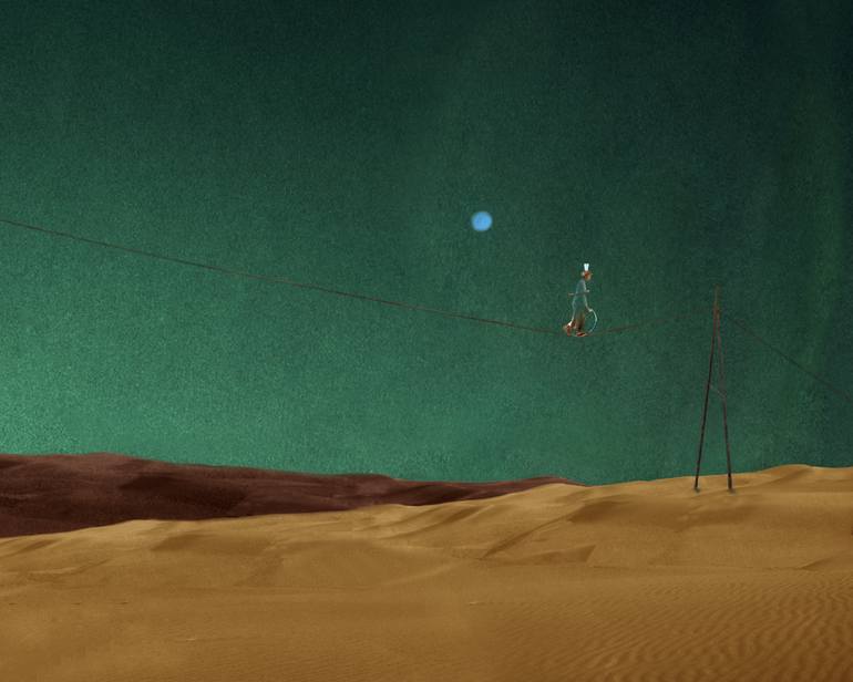Original Fantasy Photography by Takehito Ashizawa | Surrealism Art on Paper | Desert Circus - Act III / Beneath the Night Sky