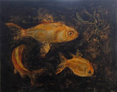 Original Expressionism Fish Painting by Paul Mezei
