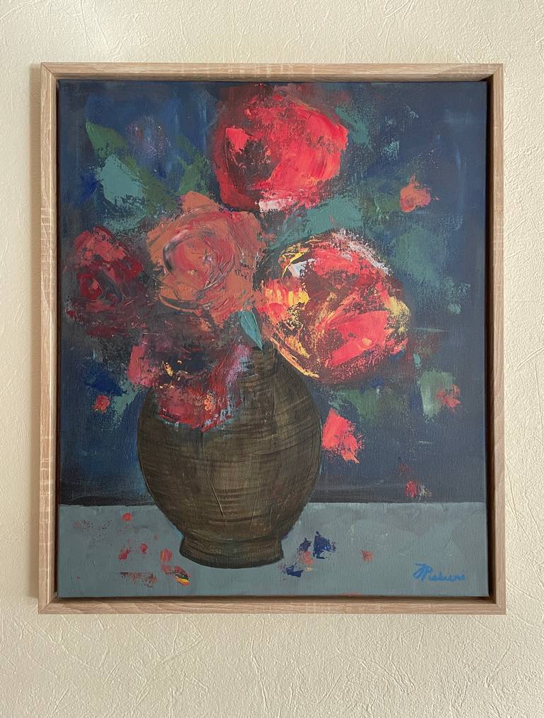 Original Romanticism Floral Painting by Julija Piekiene
