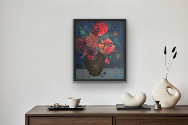 Original Romanticism Floral Painting by Julija Piekiene