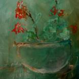 Large Pot With Red Flowers by Leon Sarantos