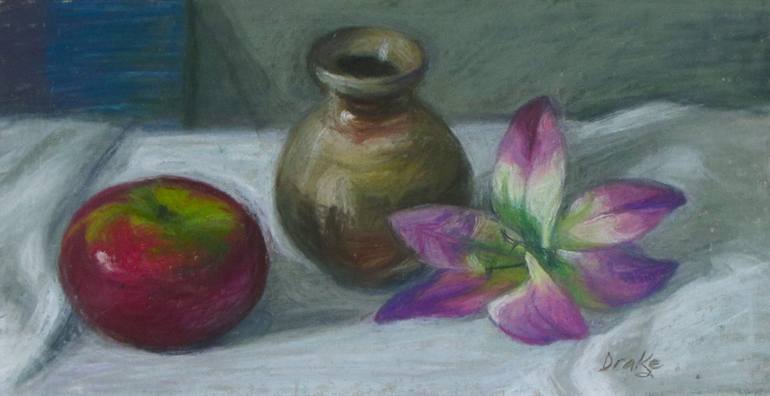 Urn and Apple Painting by Donald Drake | Saatchi Art