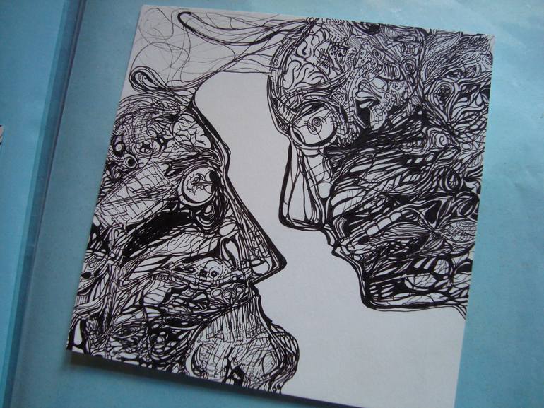 Original Conceptual People Drawing by Alan Lew