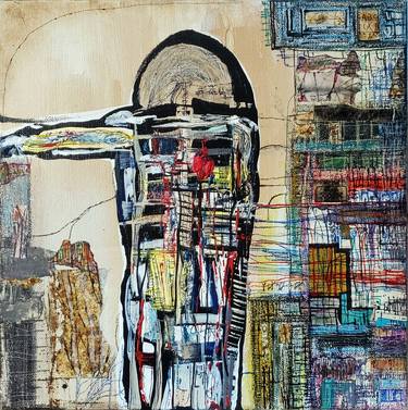 Original Expressionism People Collage by Alan Lew
