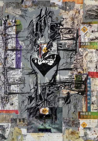 Original Abstract Expressionism Love Collage by Alan Lew
