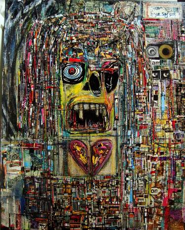 Original Abstract Expressionism Mortality Collage by Alan Lew