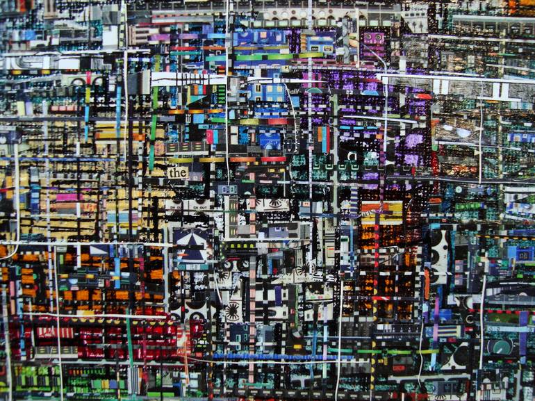 Original Abstract Science/Technology Collage by Alan Lew