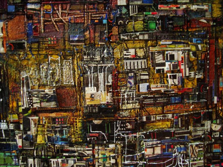 Original Abstract Expressionism Architecture Collage by Alan Lew