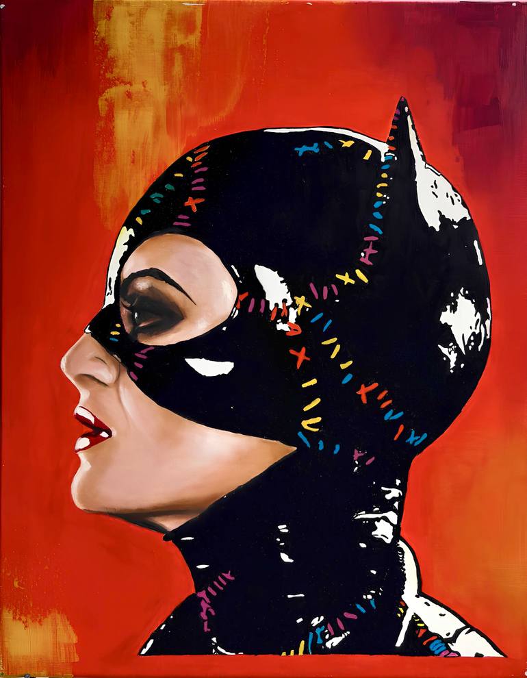 Original Pop CultureCelebrity Painting by Victor Ramos  Pop Art Art on Canvas  Catwoman