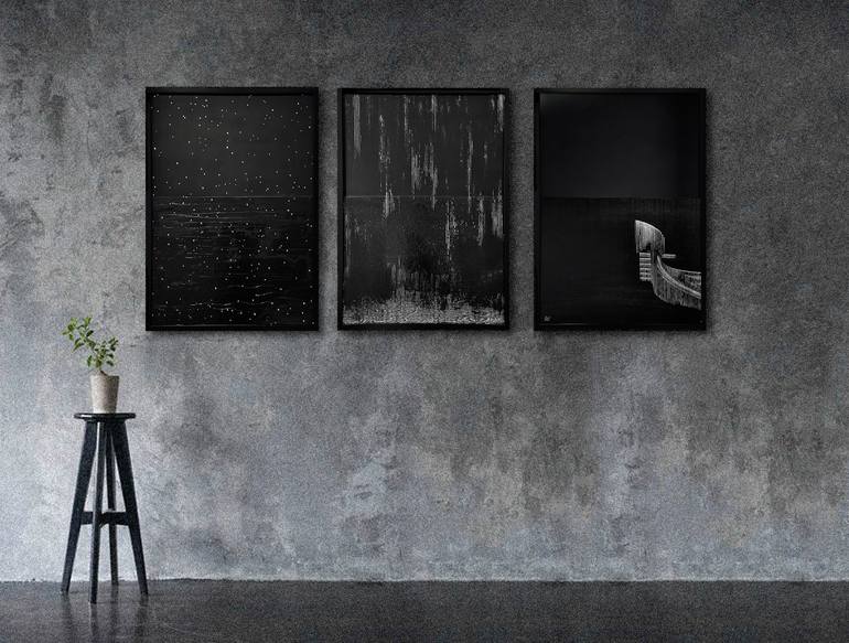 Original Black & White Abstract Painting by Arta Ozola-Jaunaraja