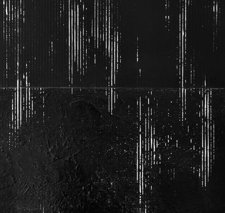 Original Black & White Abstract Painting by Arta Ozola-Jaunaraja