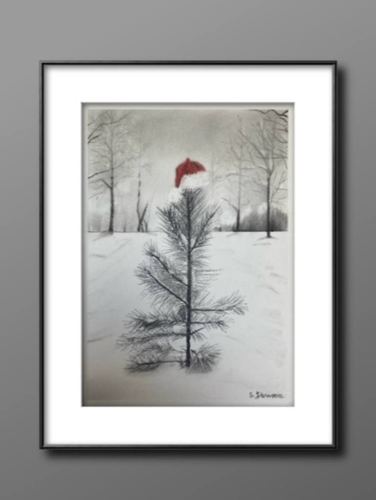 Original Black & White Landscape Drawing by Solmaz Taghizadegan Solskov Jensen