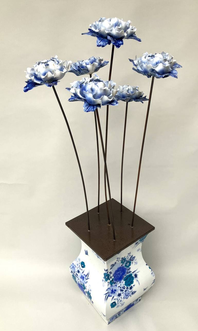 Original Abstract Floral Sculpture by Joe Pinkelman