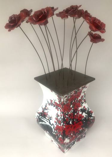 Original Abstract Floral Sculpture by Joe Pinkelman