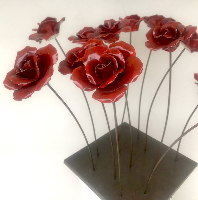 Original Abstract Floral Sculpture by Joe Pinkelman