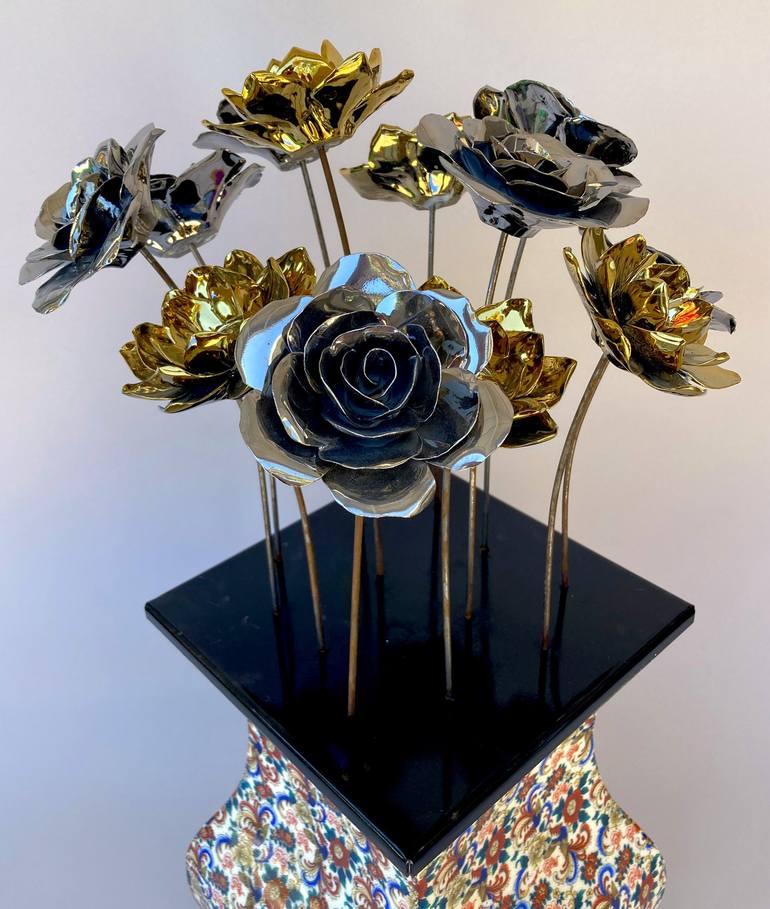 Original Abstract Floral Sculpture by Joe Pinkelman