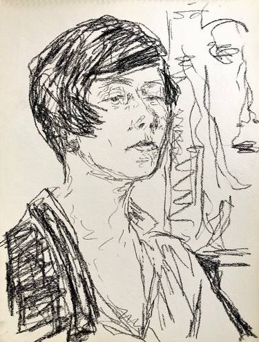 Original Black & White People Drawing by G R