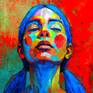 Expressive portrait with rich layered texture