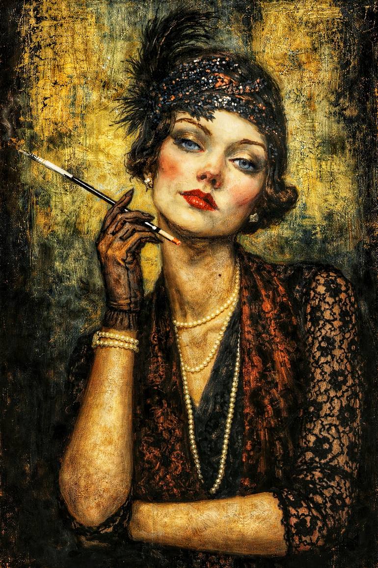 Original Women Digital by Lumen Digital Art | Vintage Art on Canvas | Madalena, The beautiful Queen of the night