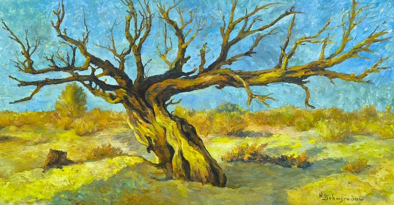 Original Floral Painting by Nazar Bekmyradow | Impressionism Art on Canvas | Rhythms of the Old Tree