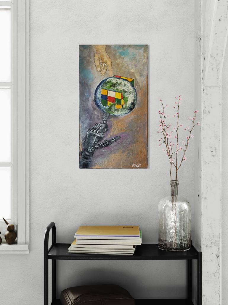 Original Conceptual Science/Technology Painting by Deep Blue