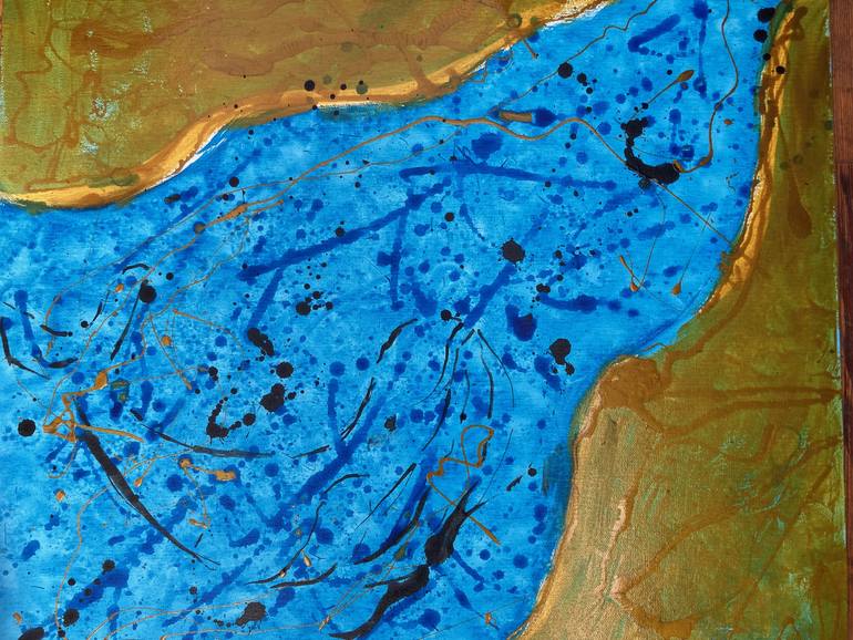 Original Abstract Painting by Susi Nightingale | Abstract Art on Canvas | The journey of the blue whale