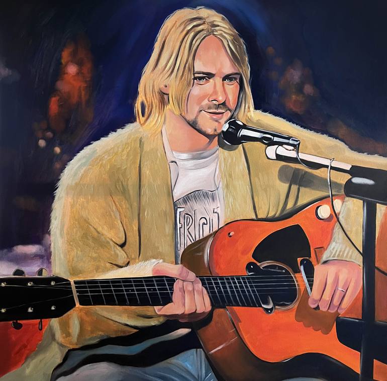 Original Famous Painting by Valerija Matejik  Realism Art on Canvas  Kurt Cobain
