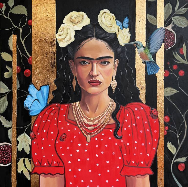 Original Famous Painting by Valerija Matejik  Art Deco Art on Canvas  young Frida