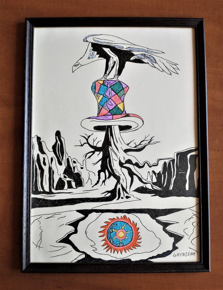 Original Surrealism Abstract Drawing by Aleksandras Selezniovas