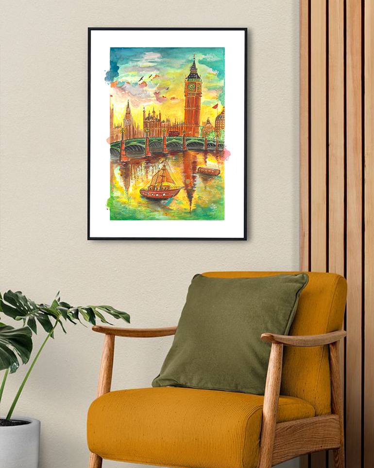 Original Color Field Painting Cities Painting by Dionel Parra