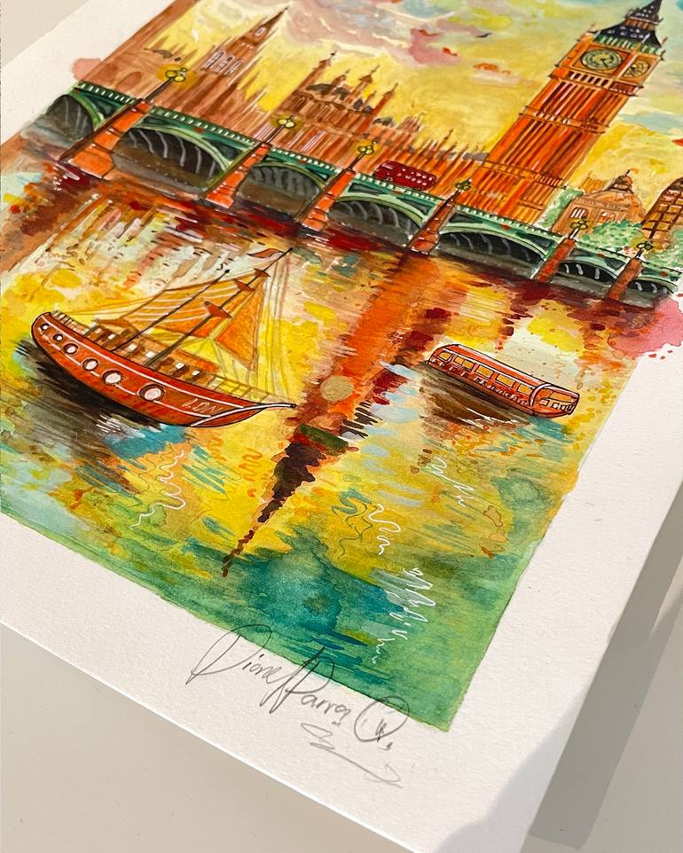 Original Color Field Painting Cities Painting by Dionel Parra