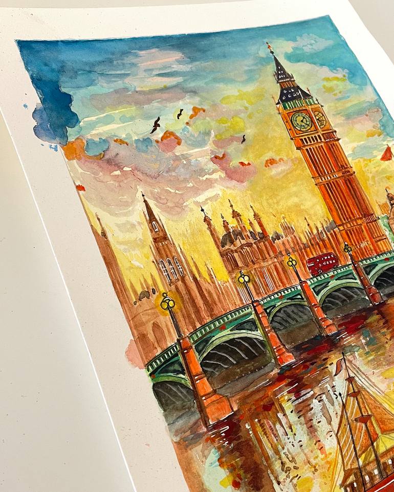Original Color Field Painting Cities Painting by Dionel Parra