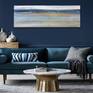 Dreamy, ethereal and atmospheric. Metallic gold captures and plays with the light. As with most of my work, can be displayed from any direction.

12" x 36" x .675" acrylic on gallery-stretched canvas w/staples in the back; sides are painted, so there's no need to frame the artwork.