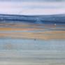 Dreamy, ethereal and atmospheric. Metallic gold captures and plays with the light. As with most of my work, can be displayed from any direction.

12" x 36" x .675" acrylic on gallery-stretched canvas w/staples in the back; sides are painted, so there's no need to frame the artwork.