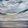 An ethereal, impressionist seascape with gold leaf accents that capture and play with the light. Tiny, subtle, gold stars twinkle in the sky. Positively dreamy. Signed on the back.

30" x 48" x .675" acrylic on gallery-wrapped canvas w/staples in the back.