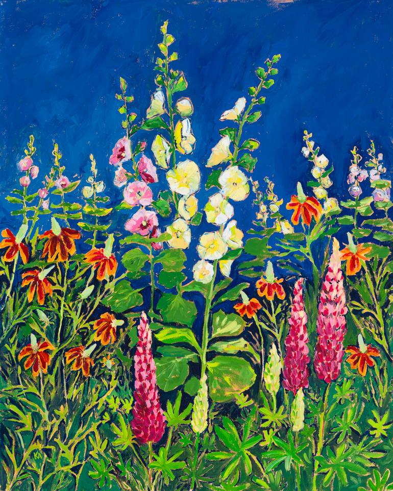 Hollyhock paintings | Saatchi Art