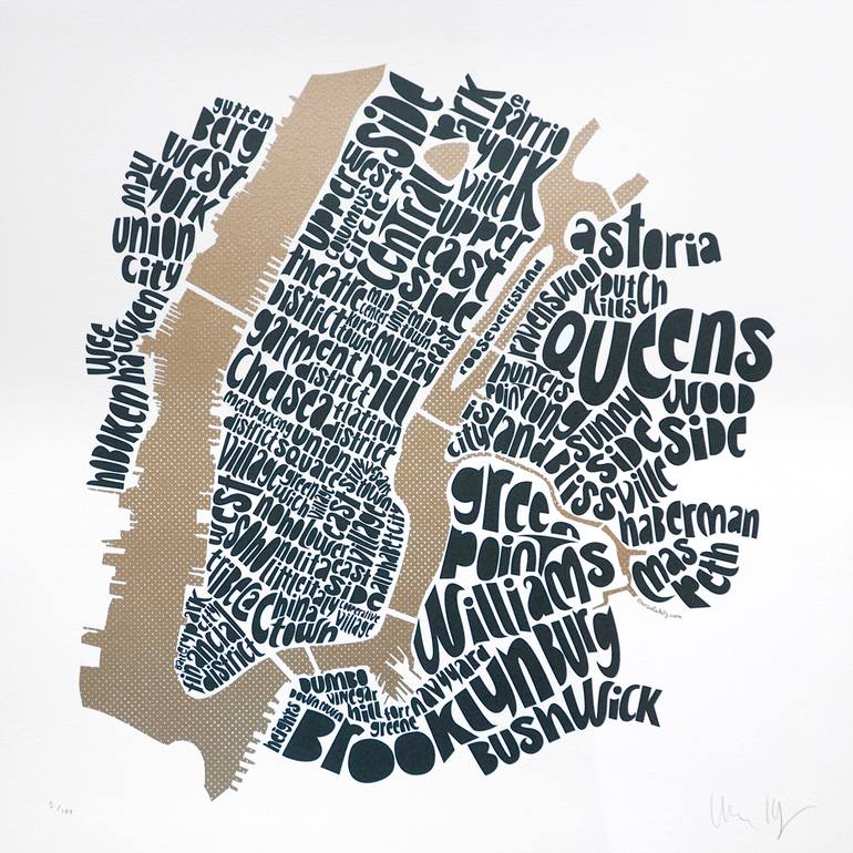 Map of Central New York City - Limited Edition of 100 Printmaking by ...