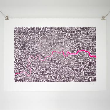 Map of Greater London - neon pink/bark #15 SOLDOUT thumb