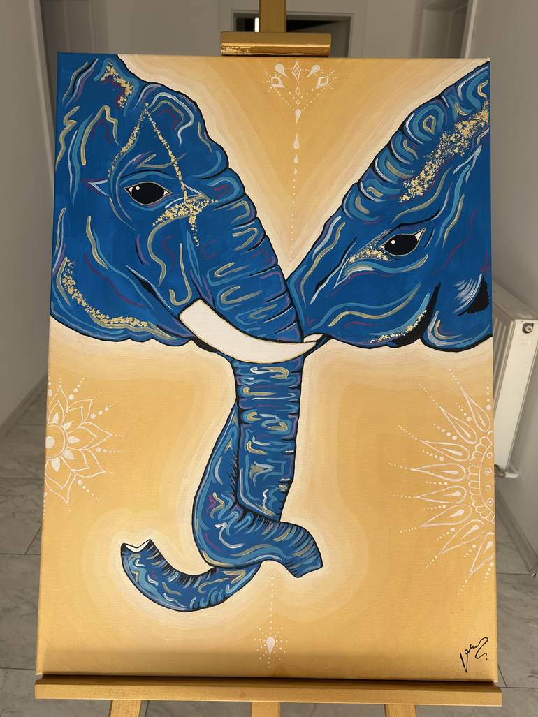Original Art Deco Animal Painting by Veronica Orban